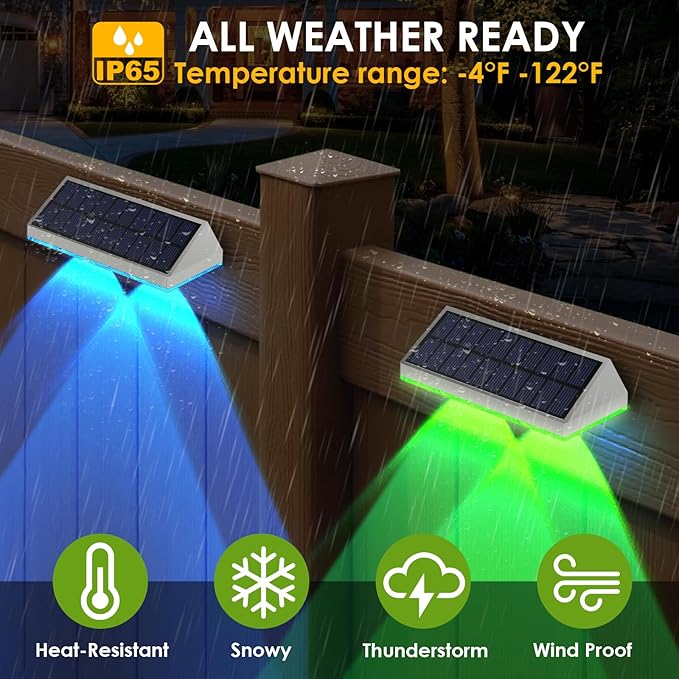 8 Pack Solar Fence Lights Outdoor