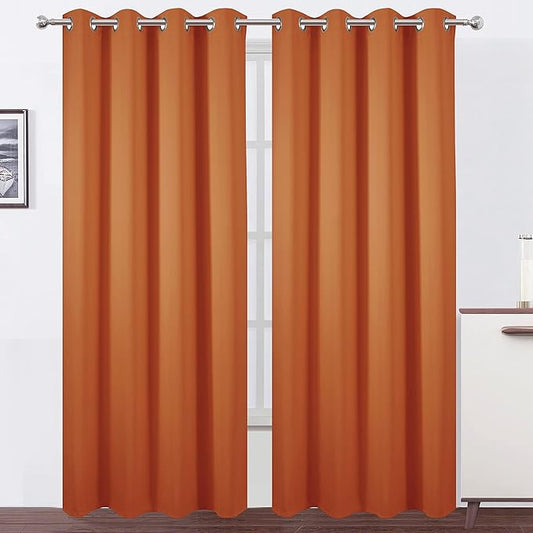 LEMOMO Blackout Curtains 66 x 95 inch/Orange Curtains Set of 2 Panels/Thermal
