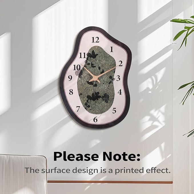 Mid Century Retro Irregular Shape Wall Clock, Silent Non-Ticking Battery