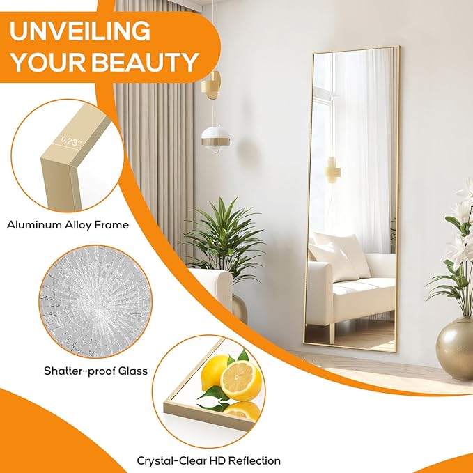 Mirror Full Length, Upgraded 16"x59" Body Wall Mirrors