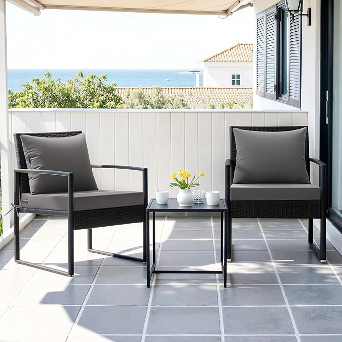 MIULEE Dark Grey Outdoor Chair Cushion 22x22 Inch for Patio Furniture Linen Textured Waterproof & 3 Year Color Fastness Seat and Back Couch Cushion with Ties No Slip Design