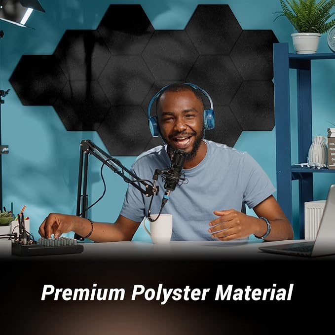 12 Pack Hexagon Acoustic Panels, TONOR 12"x 10"x 0.4" High Density Sound Proof