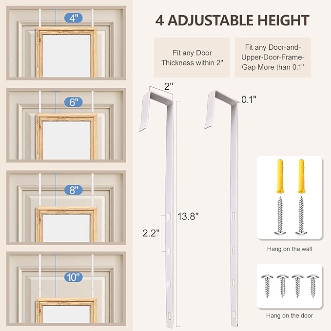 50"x16" Door Mirror, Rustic Full Length Mirror, Over The Door Hanging Mirrors