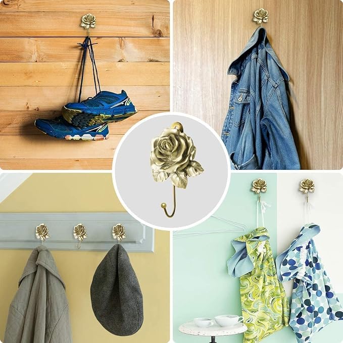 Gold Decorative Wall Hooks for Hanging, Cute Resin Flower Bow Coat Hooks