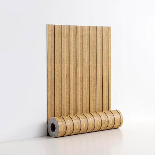 Peel and Stick PVC Slat Wall Panels, Wood Grain Self-Adhesive Soundproof