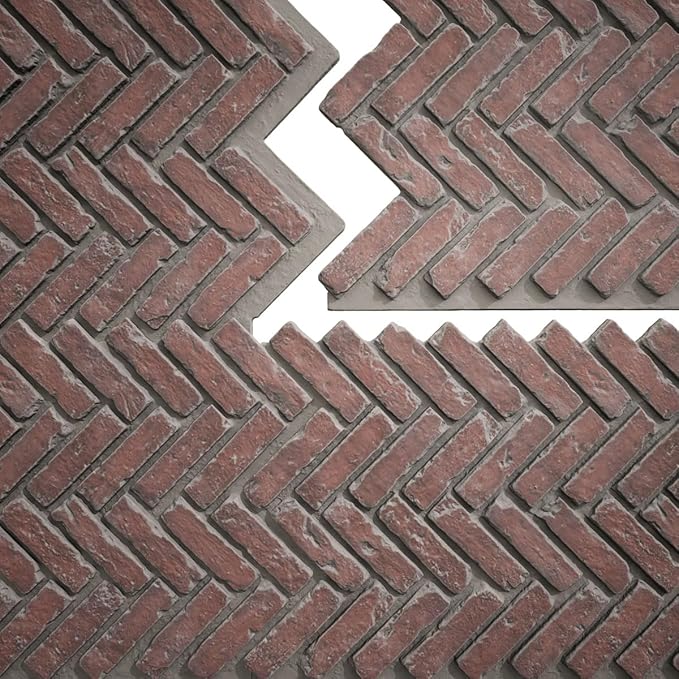 EverStone Herringbone Faux Brick Panel, 46 1/2"W x 25 1/4"H x 1"D, Stratus Color