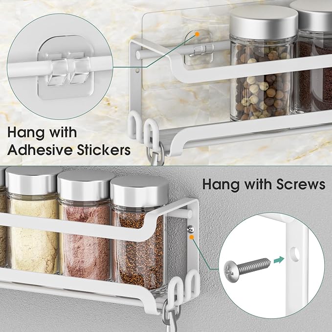 LUCYCAZ 4 Pack Wall Mounted Spice Rack