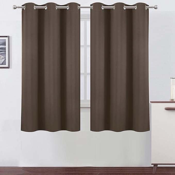 LEMOMO Chocolate Brown Blackout Curtains 42 x 63 Inch Length/Set of 2 Curtain