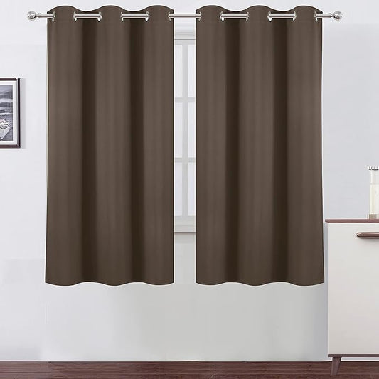 LEMOMO Chocolate Brown Blackout Curtains 42 x 63 Inch Length/Set of 2 Curtain