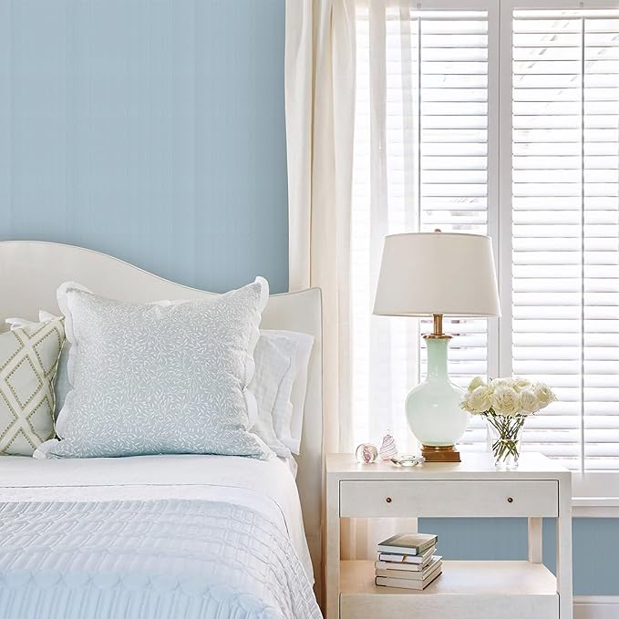 Orainege Peel and Stick Wallpaper Light Blue Wallpaper 15.7"x393.7" Textured