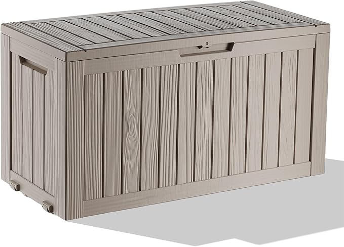 75 Gallon Outdoor Storage Box â Waterproof Deck Box for Patio & Garden,Light Brown