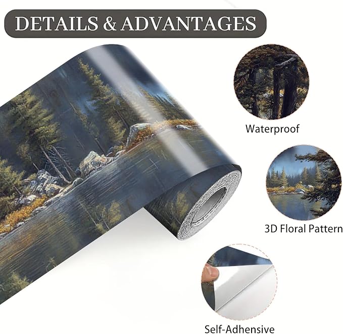 Forest Lake Wallpaper Border 196x4 Inch Peel and Stick Wall Border Self