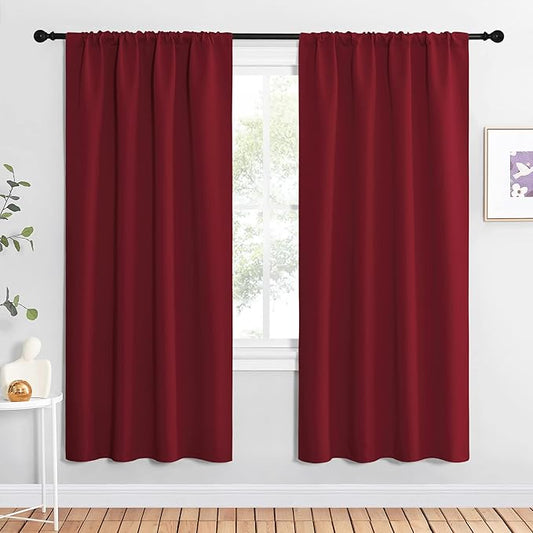 NICETOWN Christmas Burgundy Red Blackout Curtains 72 inches Long, Privacy Room