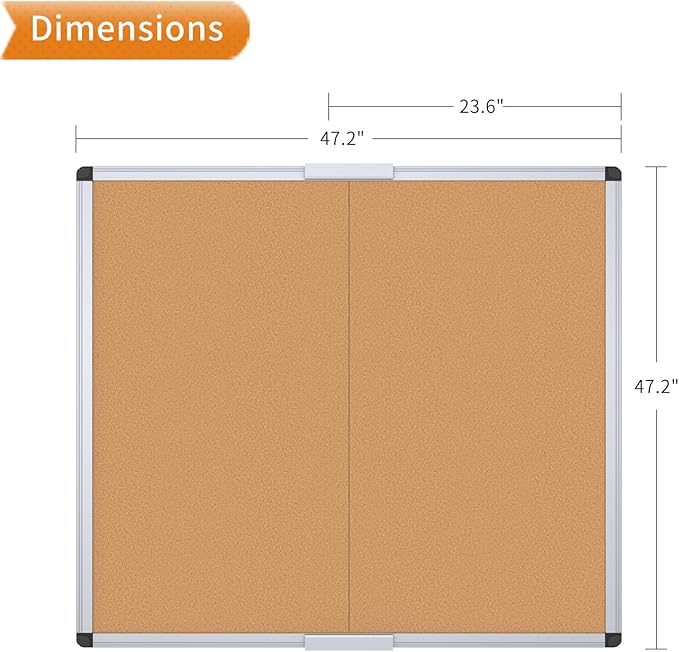 VIZ-PRO Large Cork Bulletin Board/Foldable Noticeboard, 48 X 48 Inches