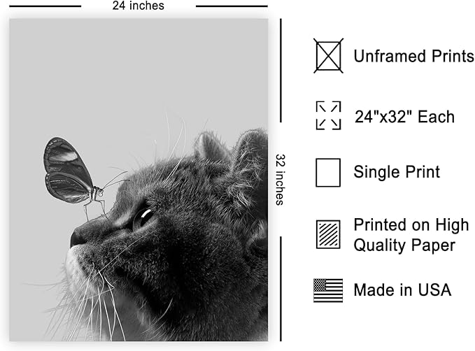 Poster Master Butterfly on Cat Print