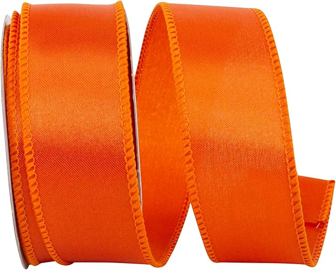 Reliant Ribbon 92575W-058-09F Satin Value Wired Edge Ribbon, 1-1/2 Inch X 10 Yards, Orange