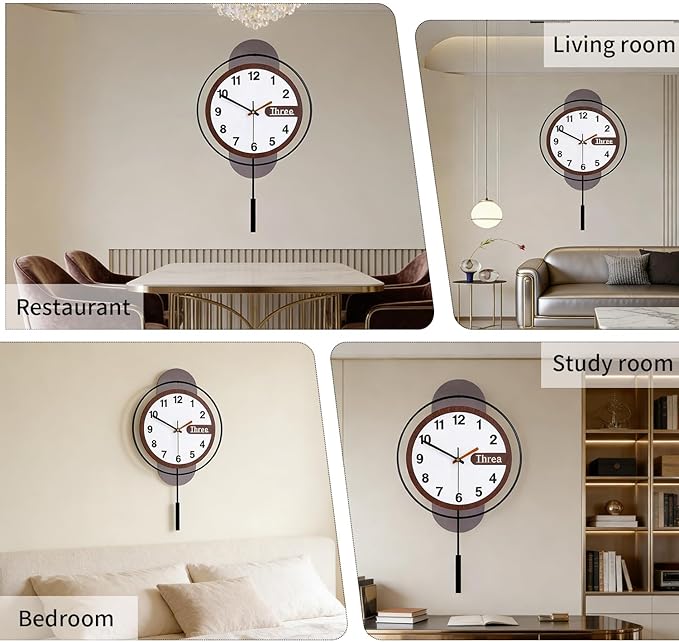 Dankeit Modern Wall Clock with Oak Wood Dial and Silent Movement, 12.6x22.8