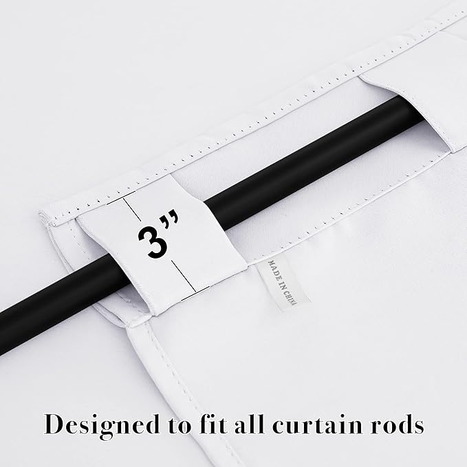 RYB HOME White Short Curtains, Room Darkening Drapes Thermal Insulated Small