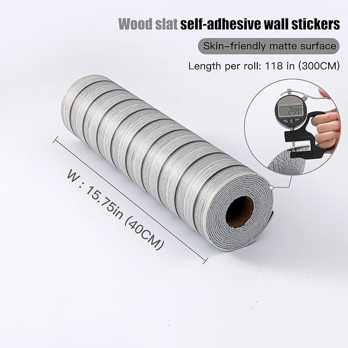 Peel and Stick PVC Slat Wall Panels, Wood Grain Self-Adhesive Soundproof