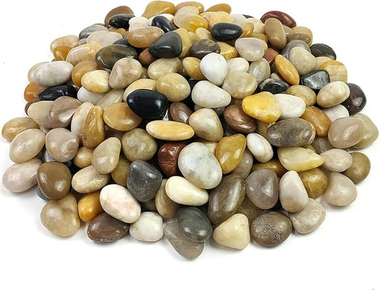 YISZM River Rocks for Landscaping, Natural Polished Pebbles for Indoor Plants, Small Decorative Mixed Color Stones for Vase Fish Tank Aquariums Landscaping Garden, 20lbs