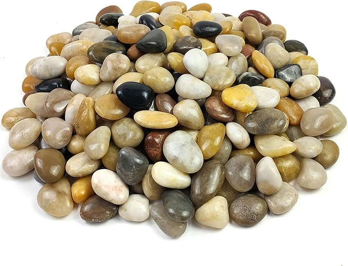 YISZM Pebbles for Indoor Plants, Natural Polished River Rocks, Small Decorative Mixed Color Stones for Planters Vase Fish Tank Aquariums Landscaping Garden, 5lbs