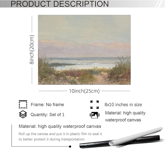 rumlud Nature Ocean Scenery Wall Art Beach Landscape Posters Vintage Coastal