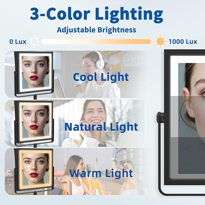 Ruacq Rechargeable Wall Mounted Makeup Mirror
