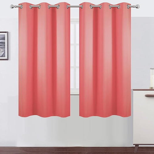 LEMOMO Coral Blackout Curtains 42 x 63 Inch Length/Set of 2 Curtain