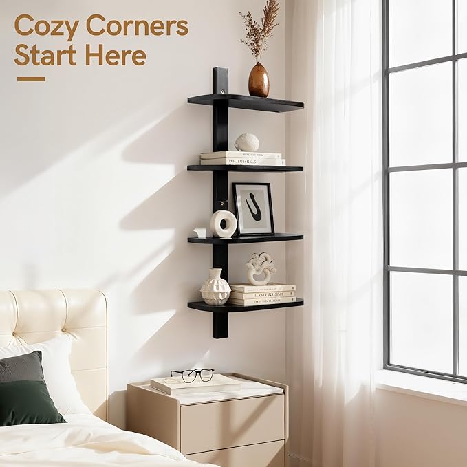 Afuly Black Floating Shelves for Wall Display Shelf Unit Modern Decorative