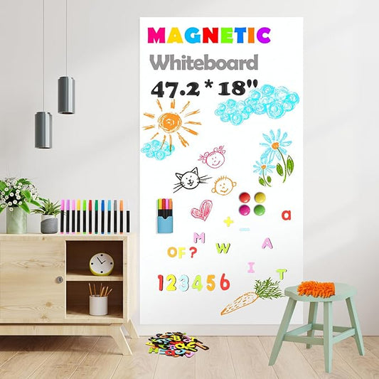 Magnetic Whiteboard Contact Paper 47.2" x 18" Adhesive Magnetic Dry Erase White