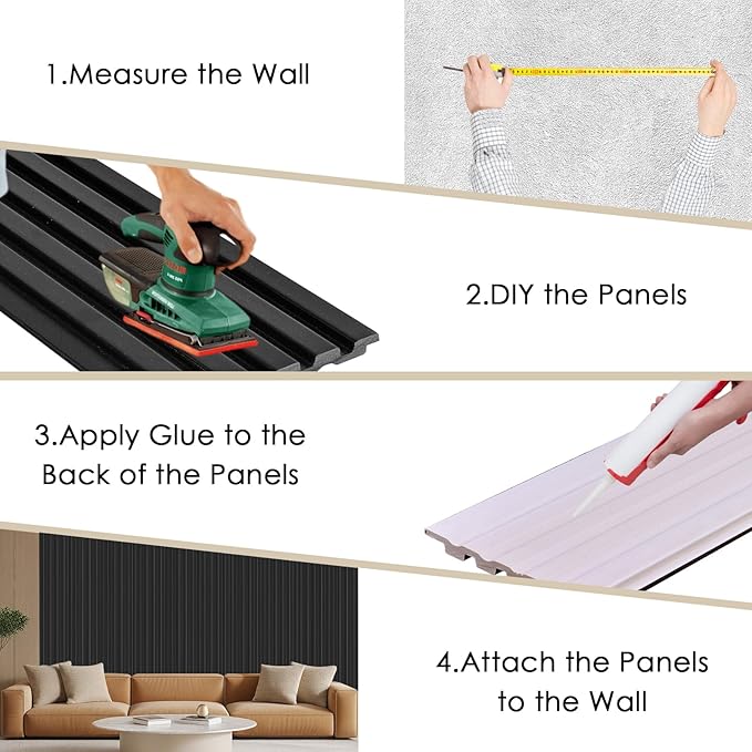 16-Pack 3D Slat Wall Panels — Soundproof Faux Wood Panels