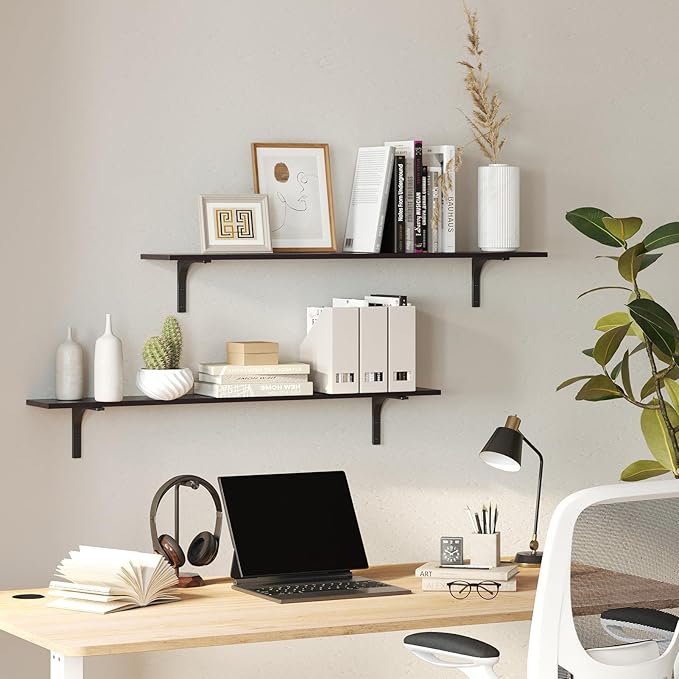 DINZI LVJ Long Wall Shelves, 47.3Inch Wall Mounted Shelves Set of 2, Extra
