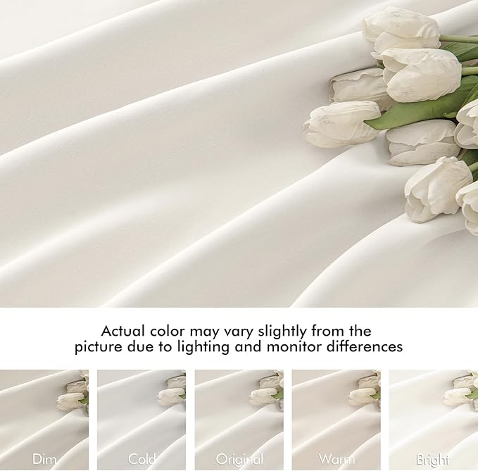 MIULEE Ivory Back Tab Blackout Curtains 120 Inch Long 2 Panels Set