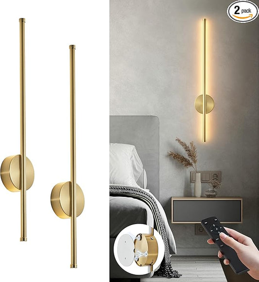 Battery Operated Modern Wall Sconces Set of Two, Rechargeable Wireless Wall