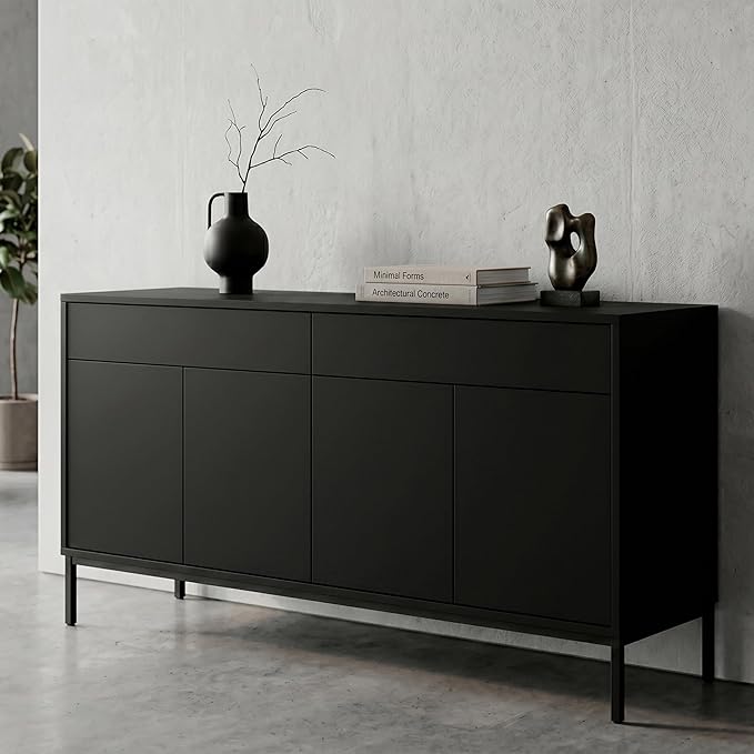 FUKU MON 24"x786" Black Wallpaper Peel and Stick Black Contact Paper Matte