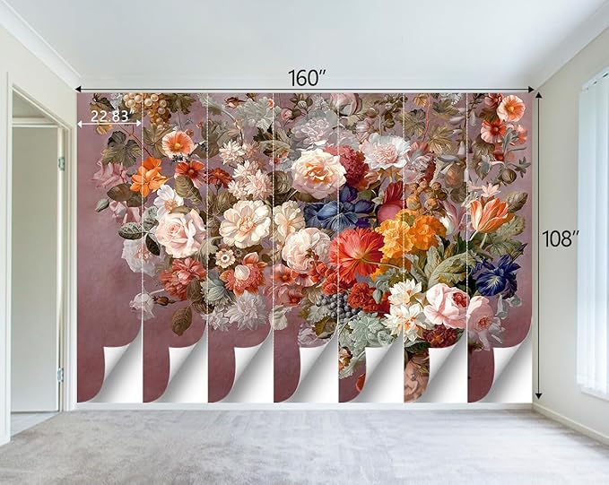 Colorful Floral Leaf Bathroom wallpeper Living Room Bedroom Pink Flower wall