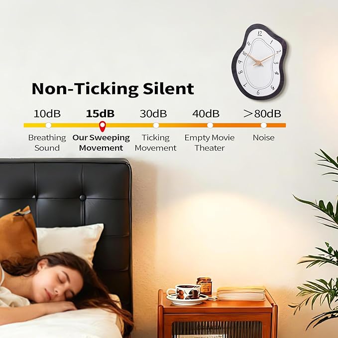 Mid Century Retro Irregular Shape Wall Clock, Silent Non-Ticking Battery