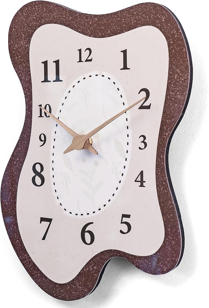 Mid Century Retro Irregular Shape Wall Clock, Silent Non-Ticking Battery