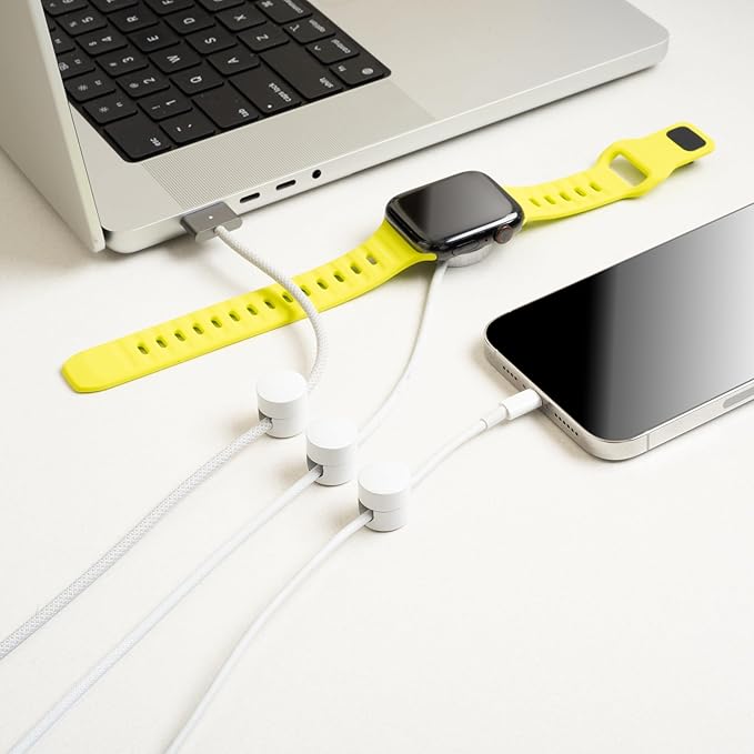 Cable Anchors for Desk Organization White | Premium Aluminum Cord Organizers | Charger + Cable Management Clips for Home & Office | Stylish, Sturdy, & Functional | (3 Pack)