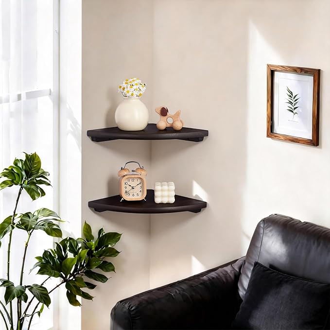 Gieanoo Corner Wall Shelf, 16inch Solid Oak Wood Floating Corner Shelf
