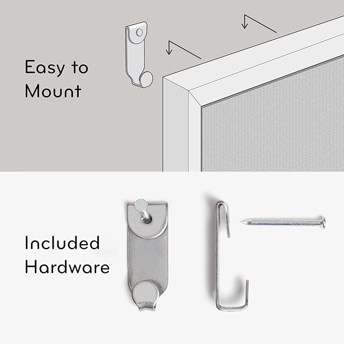 U Brands Farmhouse Linen Bulletin Board, Wall Mounted Pin Board