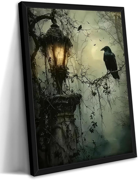 Gothic Decor Framed Wall Art, Vintage Dark Academia Canvas Prints, Horror