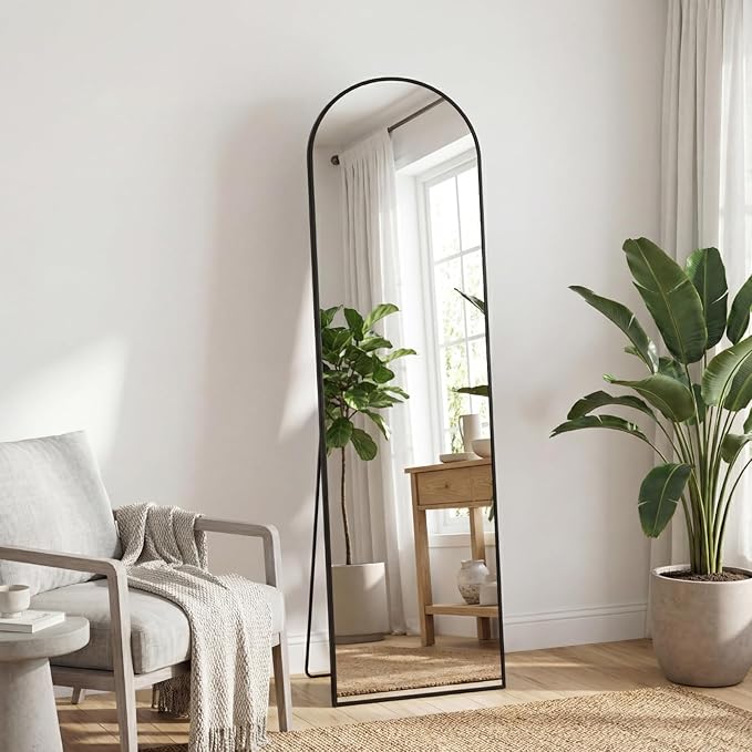 Sweetcrispy 56"x15" Arched Full Length Mirror, Leaning or Standing Full Body