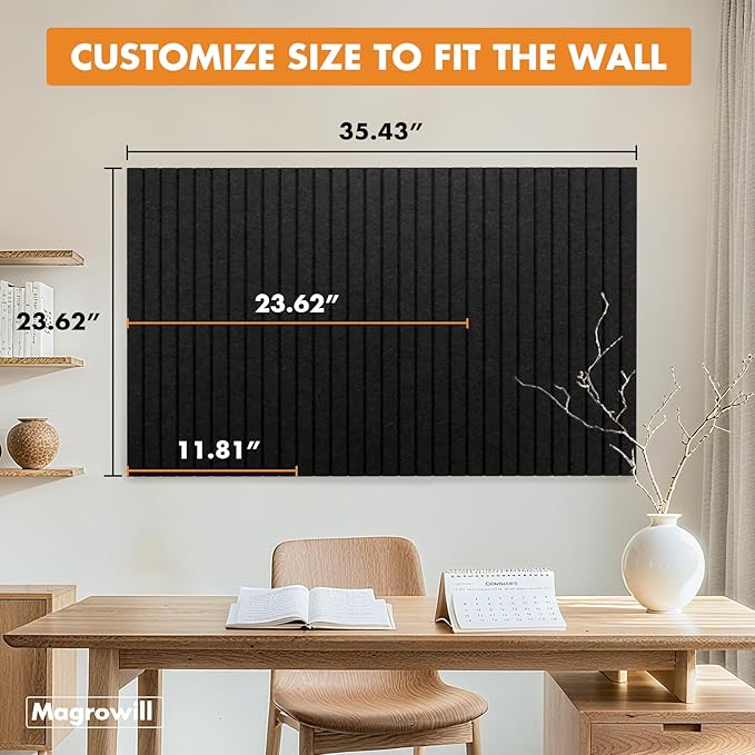 Cork Board Tiles for Wall with Push Pins, Removable 36" x 24" Slat Bulletin