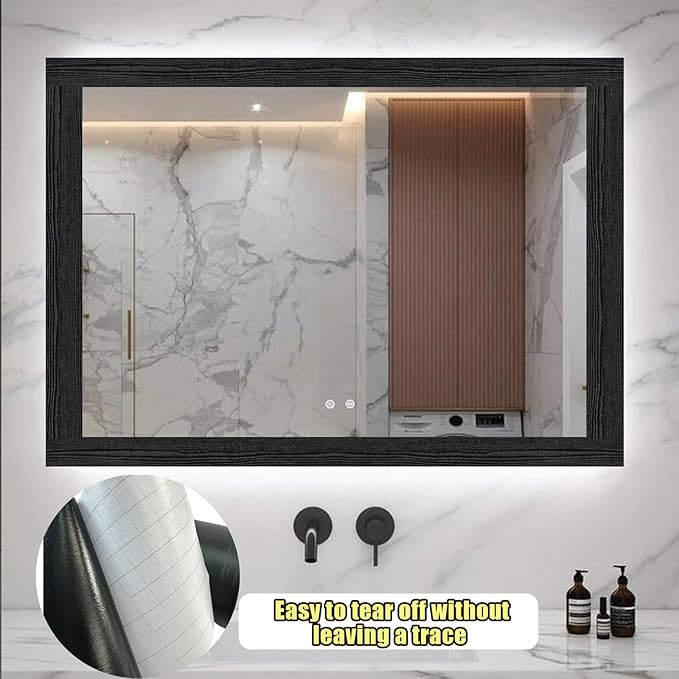 Teemall 10M Black Wood Grain Removable PVC Waterproof Border Wall Decor