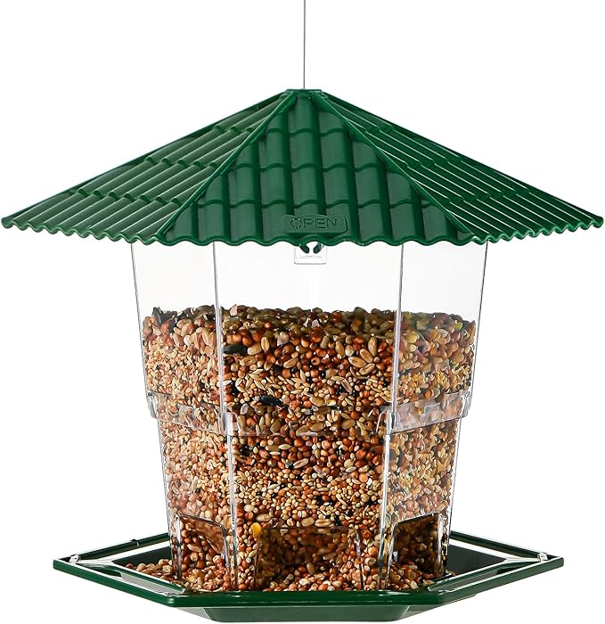 Jealoeur 2 Pack Bird Feeders for Outdoors Hanging Bird Feeder Wild Birds Seed, Green BB