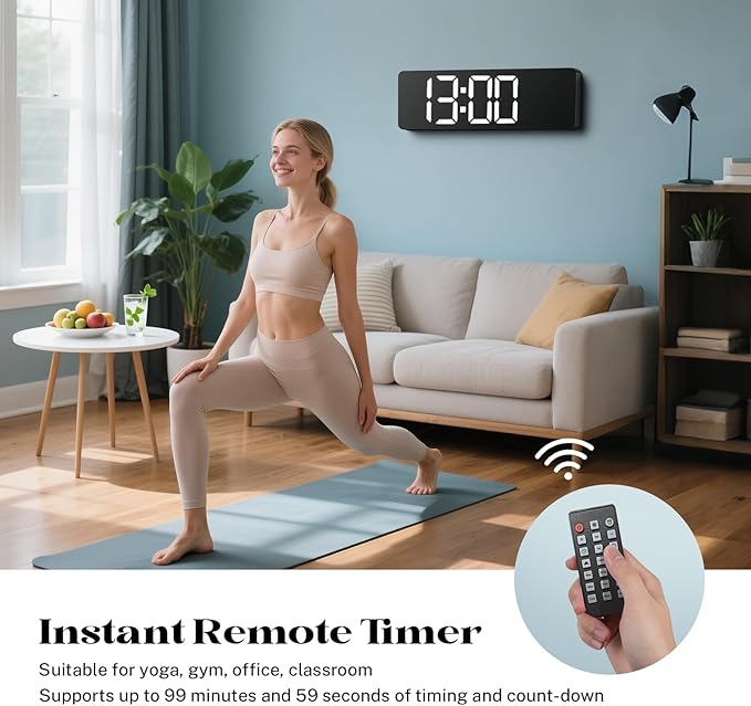 Digital Wall Clocks for Classroom, Temperature, Night Light for Living Room