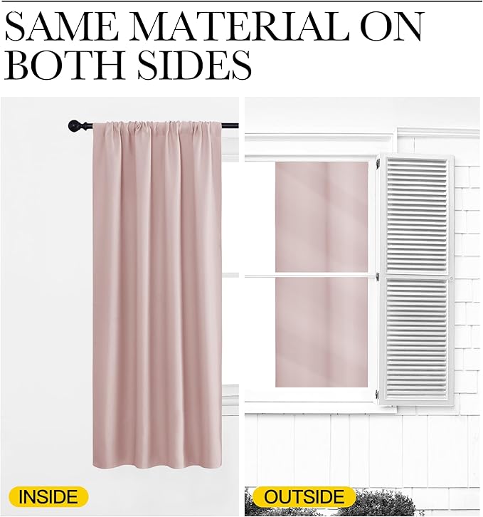 NICETOWN Blackout Curtains for Living Room, Blush Pink, 2 Panels, 42 by 63