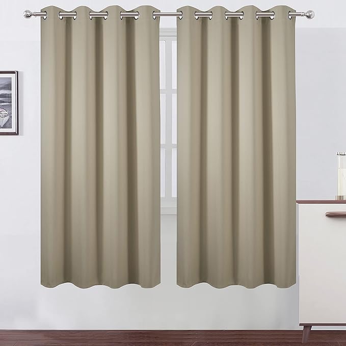 LEMOMO Beige Thermal Blackout Curtains/52 x 72 Inch/Set of 2 Panels Room