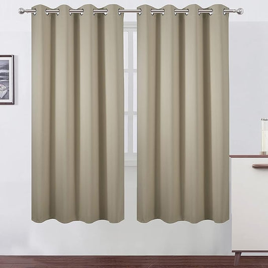 LEMOMO Beige Thermal Blackout Curtains/52 x 72 Inch/Set of 2 Panels Room